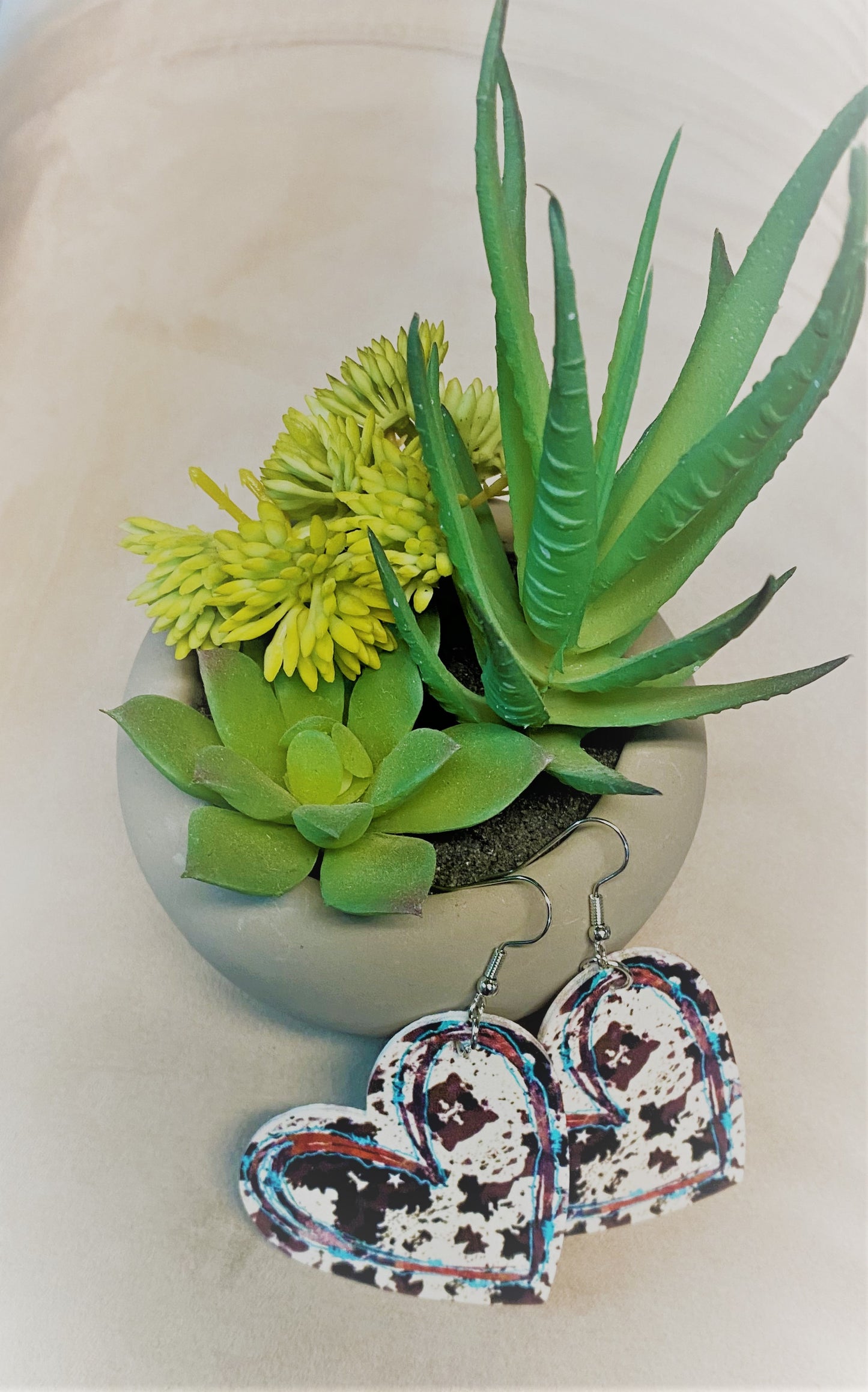 Cowhide Heart Earrings