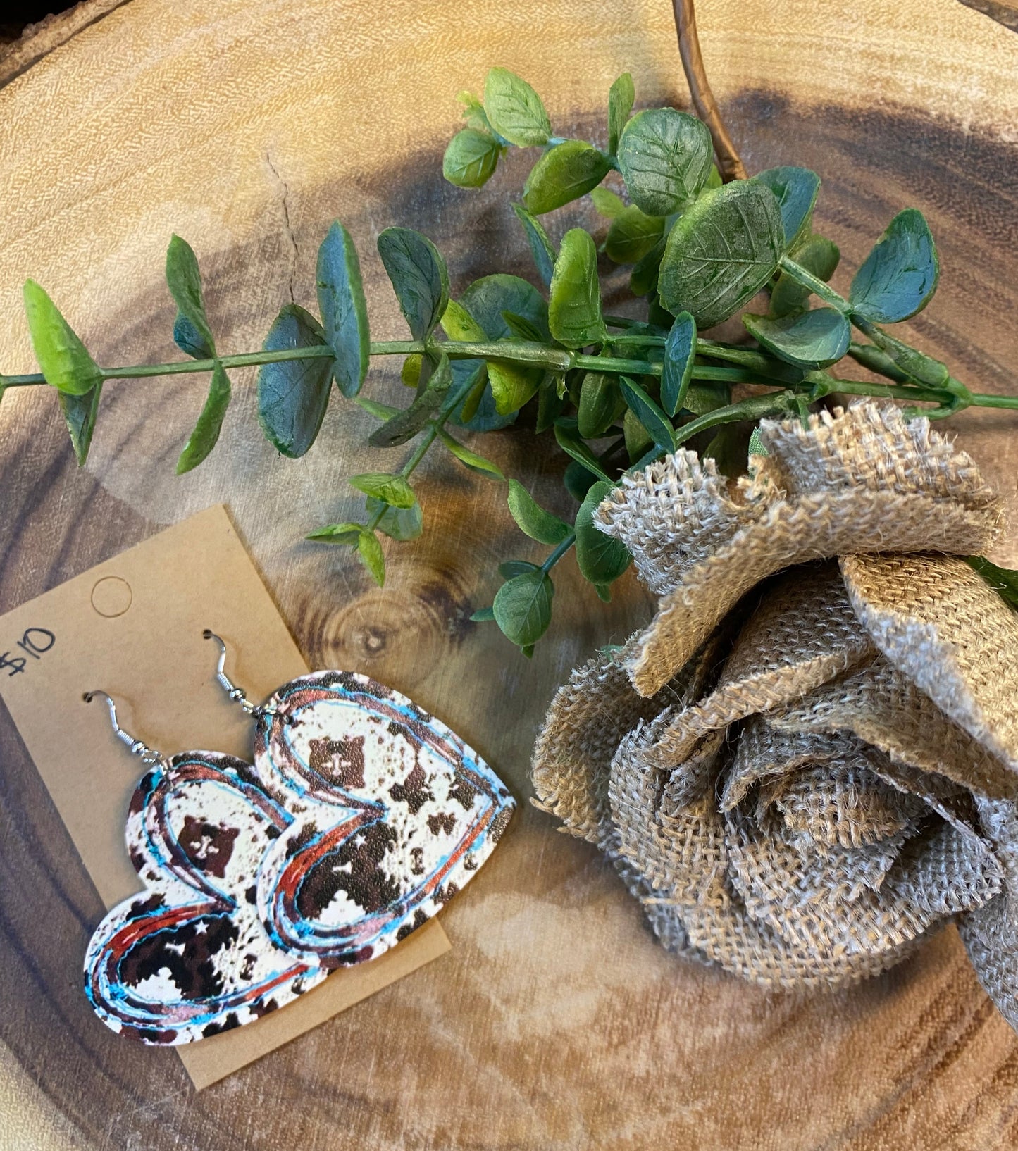 Cowhide Heart Earrings