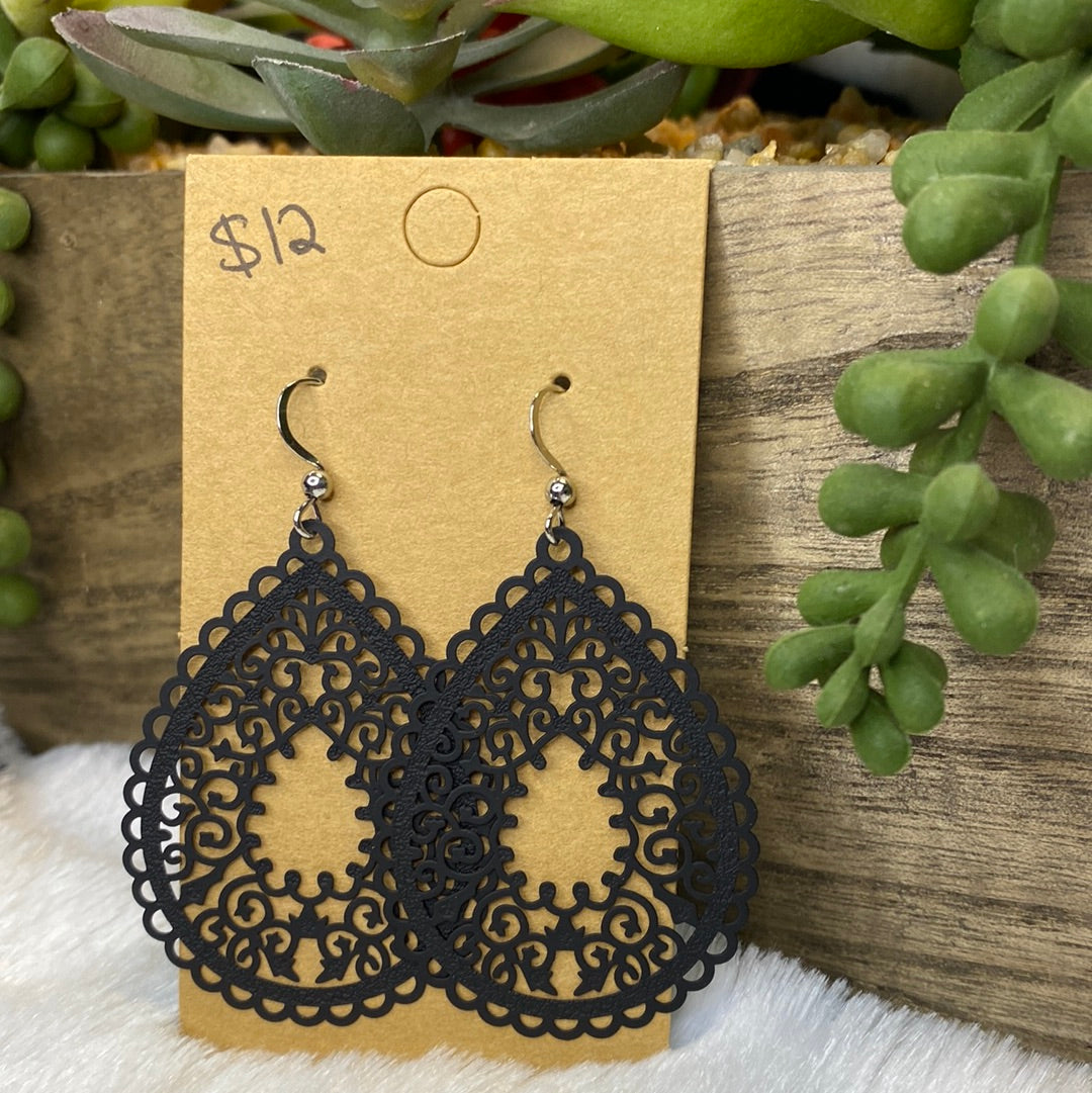 Black Bohemian hollow teardrop