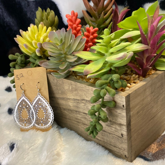 Silver Bohemian hollow out teardrop