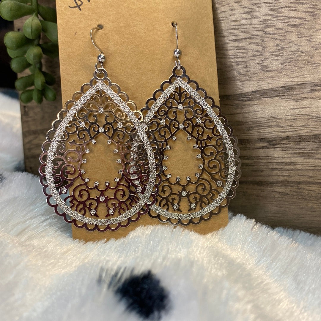 Silver Bohemian hollow out teardrop