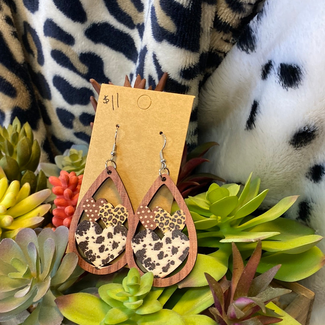 3 Hearts Wood teardrop