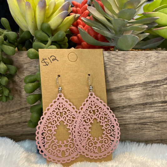 Pink Bohemian hollow out teardrop
